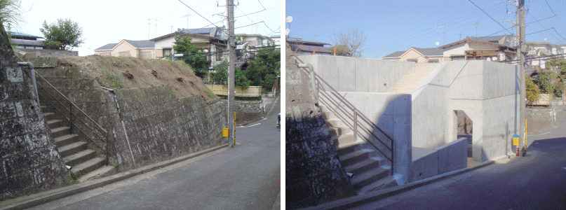 擁壁工事 車庫工事 L型擁壁 間知ブロック 地下車庫 ㈱マツケン 東京 横浜 神奈川